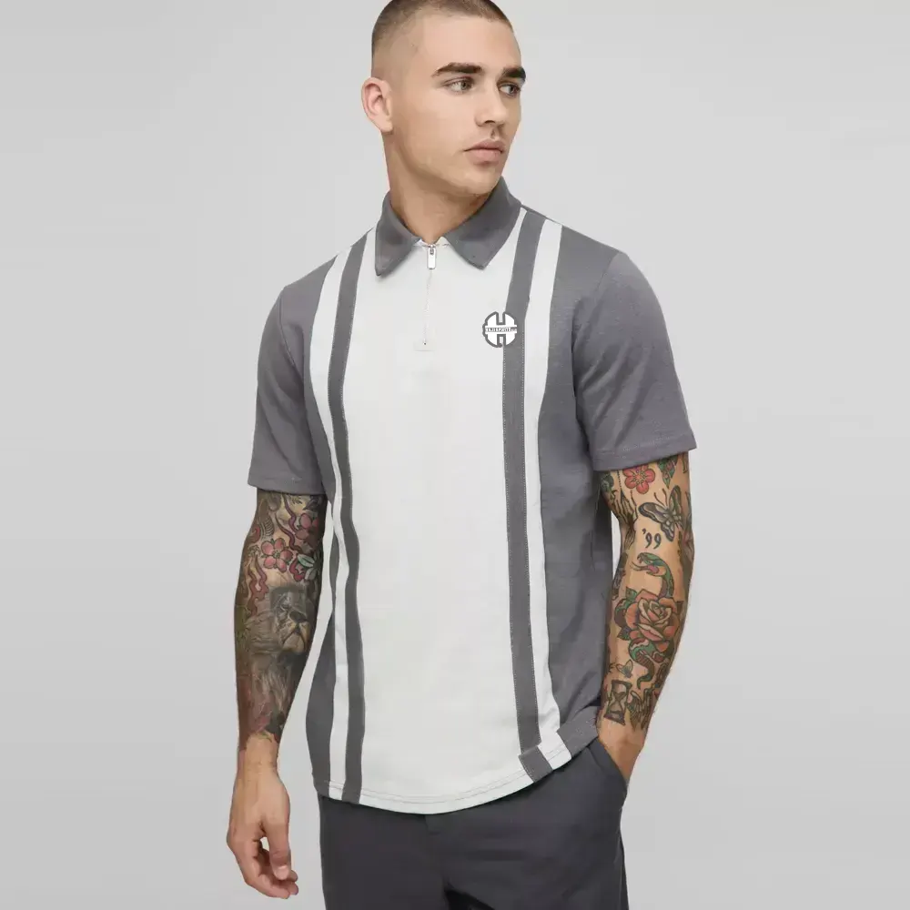 Oversized Boxy Pinstripe Revere Polo